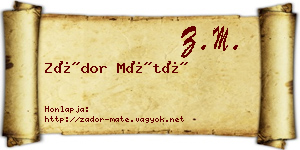 Zádor Máté névjegykártya