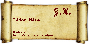 Zádor Máté névjegykártya